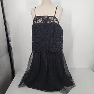 NEW BCBGeneration Size 12 Black mini dress lace, Mesh overlay